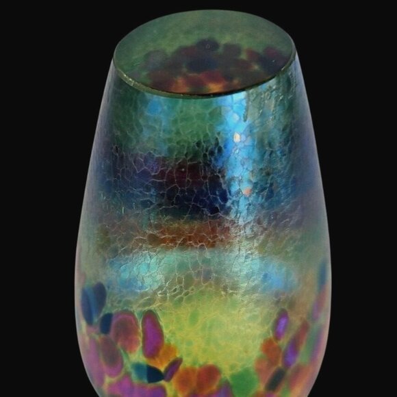 Very Small Robert Held Signed Iridescent Studio Art Glass Bud Vase - Picture 9 of 14